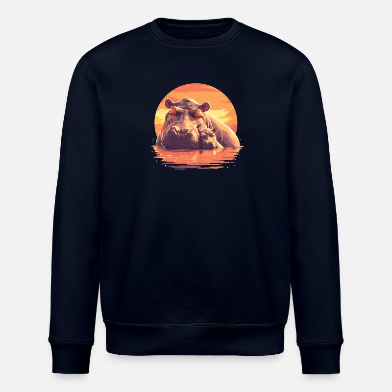 Nilpferd Flußpferd - Stanley/Stella Unisex Bio-Sweatshirt ROLLER - Navy