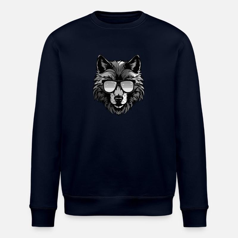 Wolf Kopf Porträt Cool - Stanley/Stella Unisex Bio-Sweatshirt ROLLER - Navy