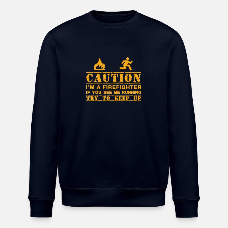 Funny Fireman Gift Idea - Stanley/Stella ROLLER Unisex Organic Sweatshirt - navy