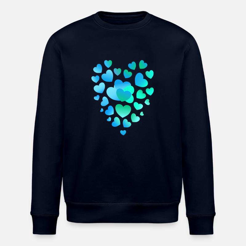 blaue Herzen viele Herzen - Stanley/Stella Unisex Bio-Sweatshirt ROLLER - Navy