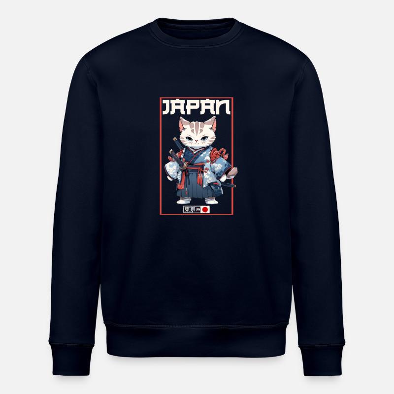 Asia Cat Japanese Samurai Samurai - Stanley/Stella ROLLER Unisex Organic Sweatshirt - navy