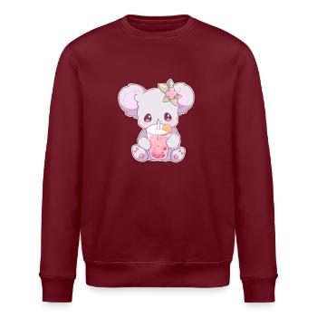 Kawaii Koala trinkt Boba Bubble Tea Chibi - Stanley/Stella Unisex Bio-Sweatshirt ROLLER - Burgunderrot - Vorne - Nik (191cm)