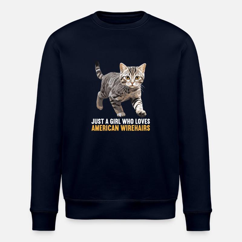 Cat Katzen American Wirehair - Stanley/Stella Unisex Bio-Sweatshirt ROLLER - Navy