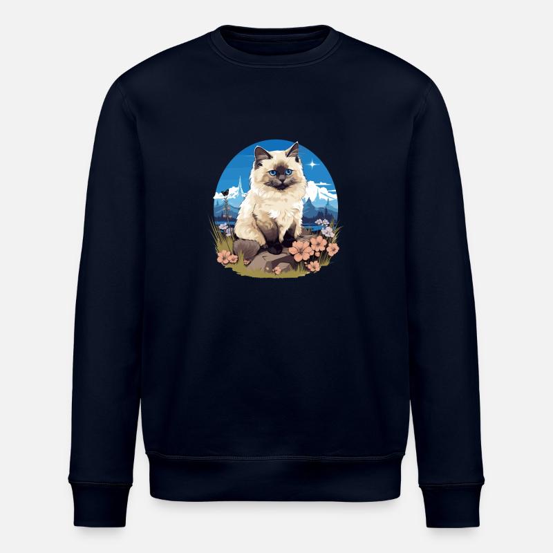 Birman Cat Birma Katze - Stanley/Stella ROLLER Unisex Organic Sweatshirt - navy
