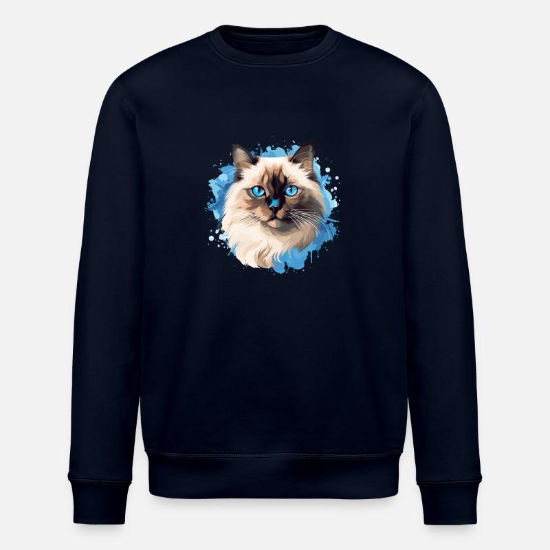 Birman Cat Birma Katze - Stanley/Stella Unisex Bio-Sweatshirt ROLLER - Navy