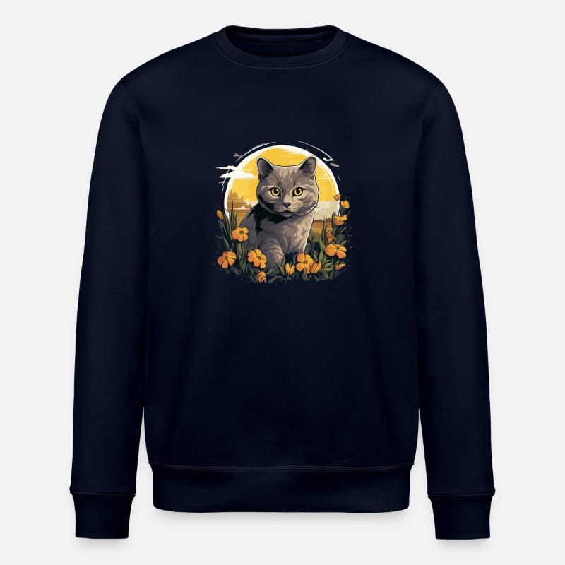 Chartreux Cat Kartäuser Katze - Stanley/Stella Unisex Bio-Sweatshirt ROLLER - Navy