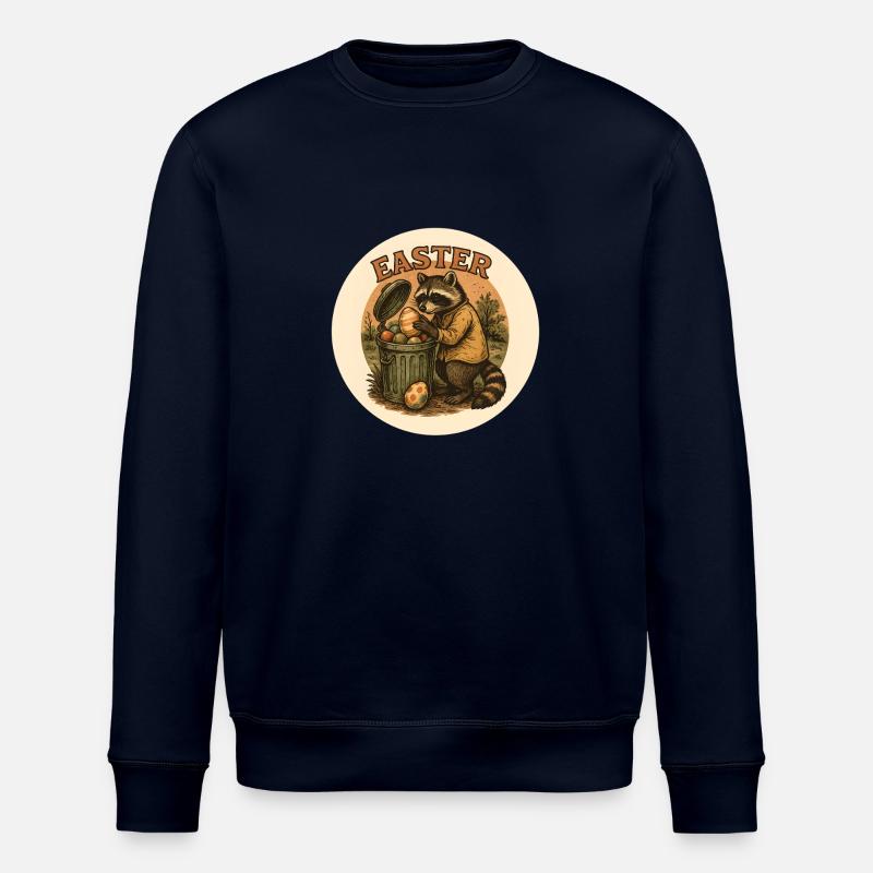 Easter raccoon with eggs - Stanley/Stella ROLLER Unisex Organic Sweatshirt - navy