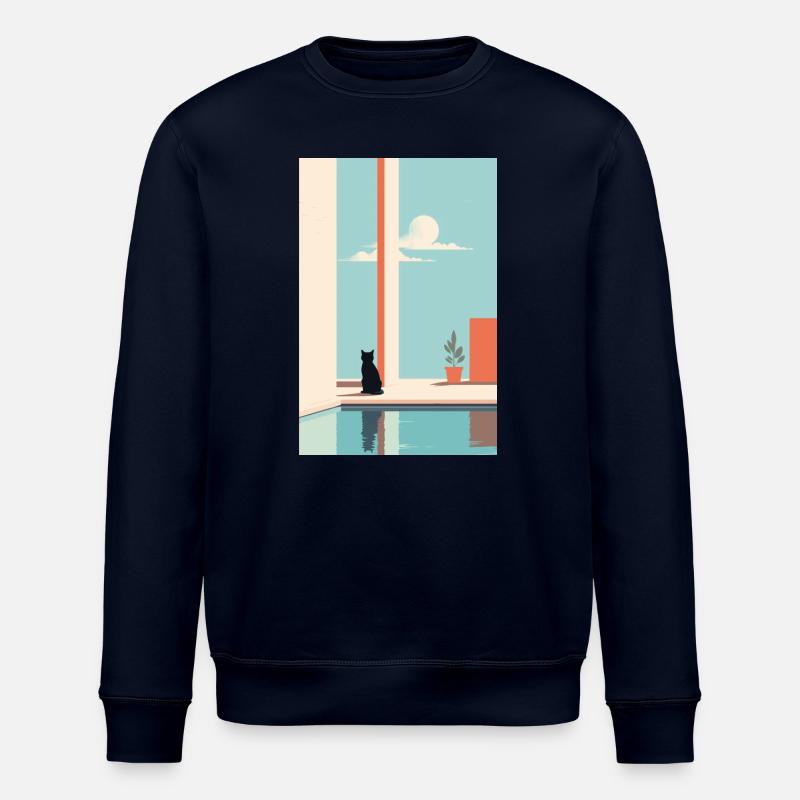 cat by the pool - Stanley/Stella Unisex Bio-Sweatshirt ROLLER - Navy