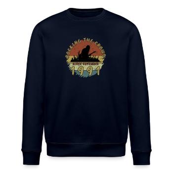 33rd Birthday Rocking this planet GIT 11/1991 - Stanley/Stella ROLLER Unisex Organic Sweatshirt - navy - Front - Nik (191cm)