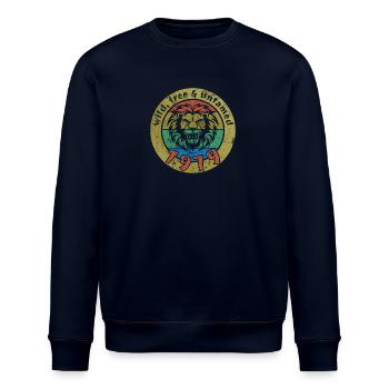 45th Birthday Wild, free & untamed since 1979 - Stanley/Stella ROLLER Unisex Organic Sweatshirt - navy - Front - Nik (191cm)