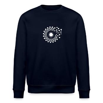 Dandelion logo (white) - Stanley/Stella ROLLER Unisex Organic Sweatshirt - navy - Front - Nik (191cm)