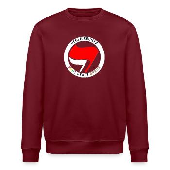 Antifa - Colorful instead of brown - white ring - Stanley/Stella ROLLER Unisex Organic Sweatshirt - burgundy - Front - Nik (191cm)