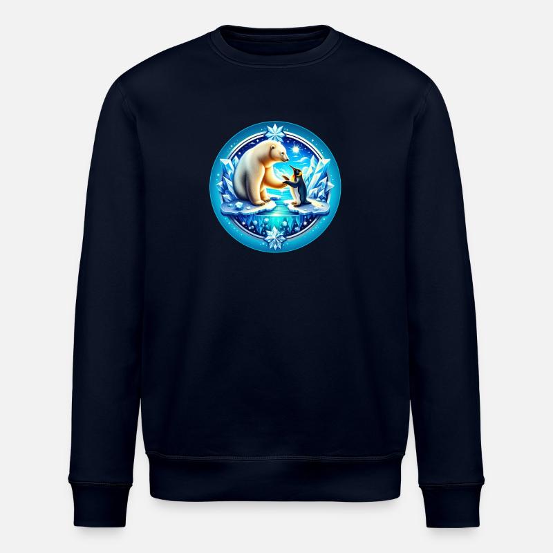Polar bear and penguin - Stanley/Stella ROLLER Unisex Organic Sweatshirt - navy