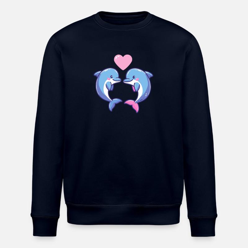 Couple de dauphins Amour Saint-Valentin - Sweat bio ROLLER Stanley/Stella Unisexe - marine