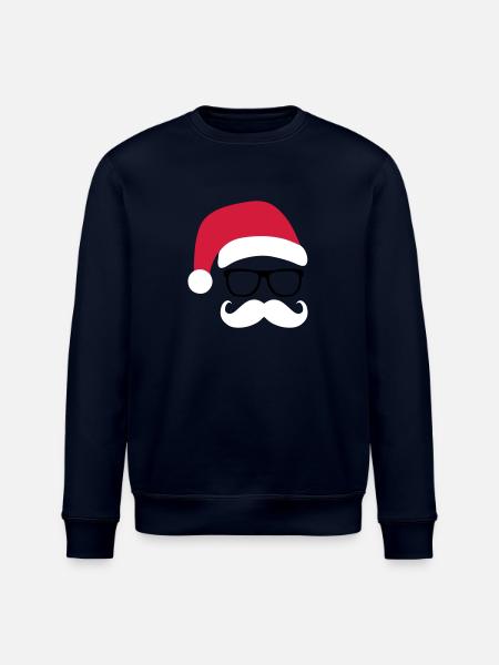 Funny Santa Claus with nerd glasses and mustache - Stanley/Stella økologisk unisex-sweatshirt ROLLER - marineblå