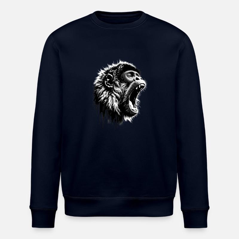 Roaring Singing Monkey - Stanley/Stella ROLLER Unisex Organic Sweatshirt - navy