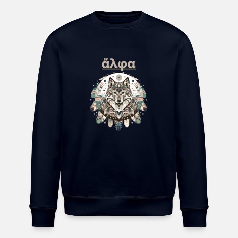 Alpha Wolve - Boho Mandala Design - Stanley/Stella ROLLER Unisex Organic Sweatshirt - navy