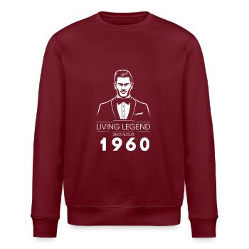 65th Birthday Living Legend (GENT) since 08/1960 - Stanley/Stella ROLLER Unisex Organic Sweatshirt - burgundy - Front - Nik (191cm)