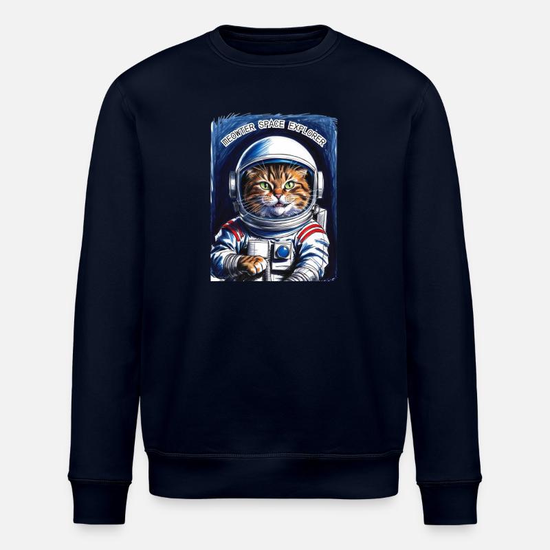Cat Astronaut Universe Gift - Stanley/Stella ROLLER Unisex Organic Sweatshirt - navy