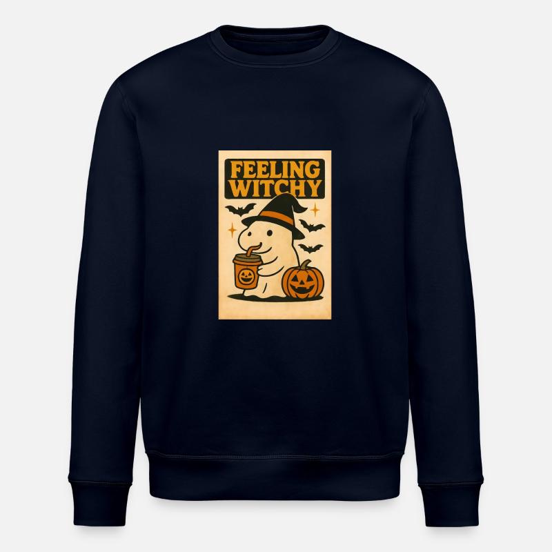 Ghost Capybara Halloween Gift - Stanley/Stella ROLLER Unisex Organic Sweatshirt - navy
