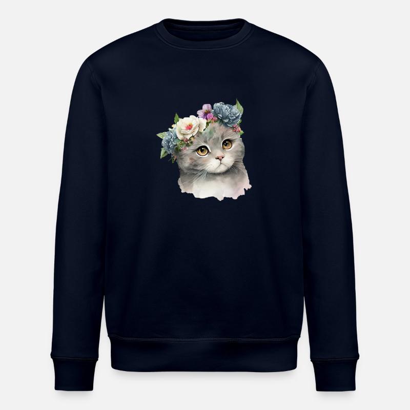 Blumen Kätzchen - Stanley/Stella Unisex Bio-Sweatshirt ROLLER - Navy