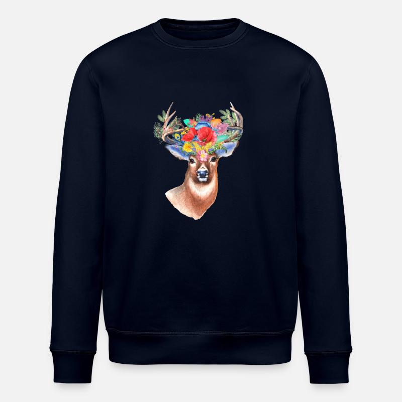 Hirsch mit Blumen - Stanley/Stella Unisex Bio-Sweatshirt ROLLER - Navy