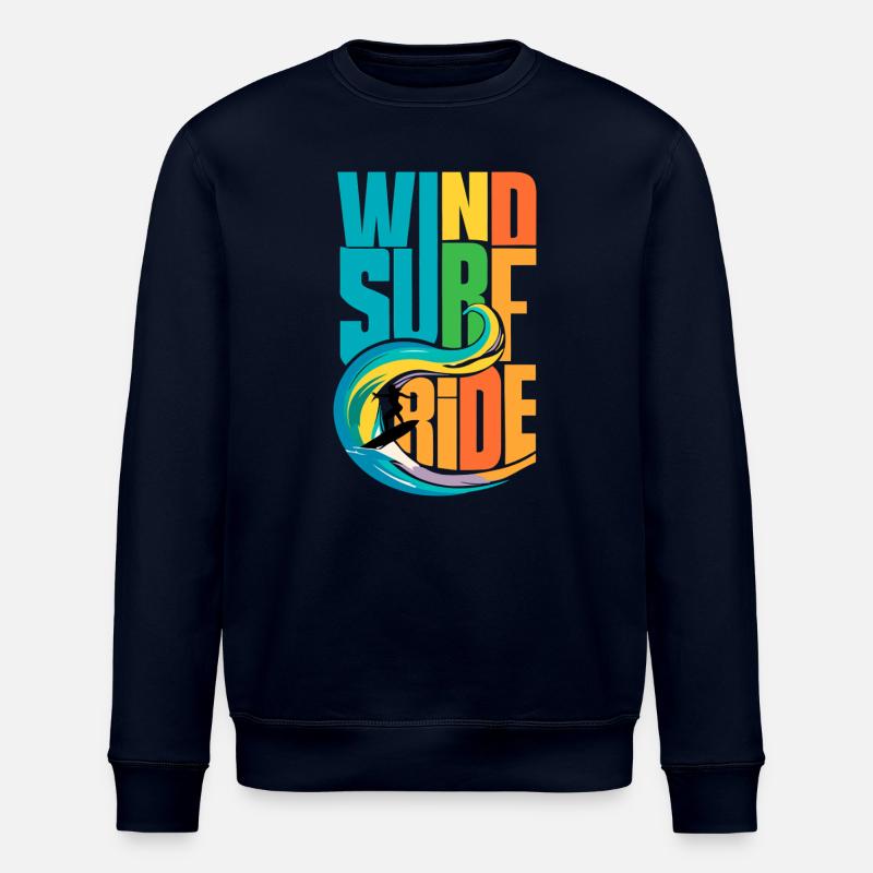 Farbenfrohe Windsurf-Ride-Action-Kunst - Lebendige Gewässer - Stanley/Stella Unisex Bio-Sweatshirt ROLLER - Navy