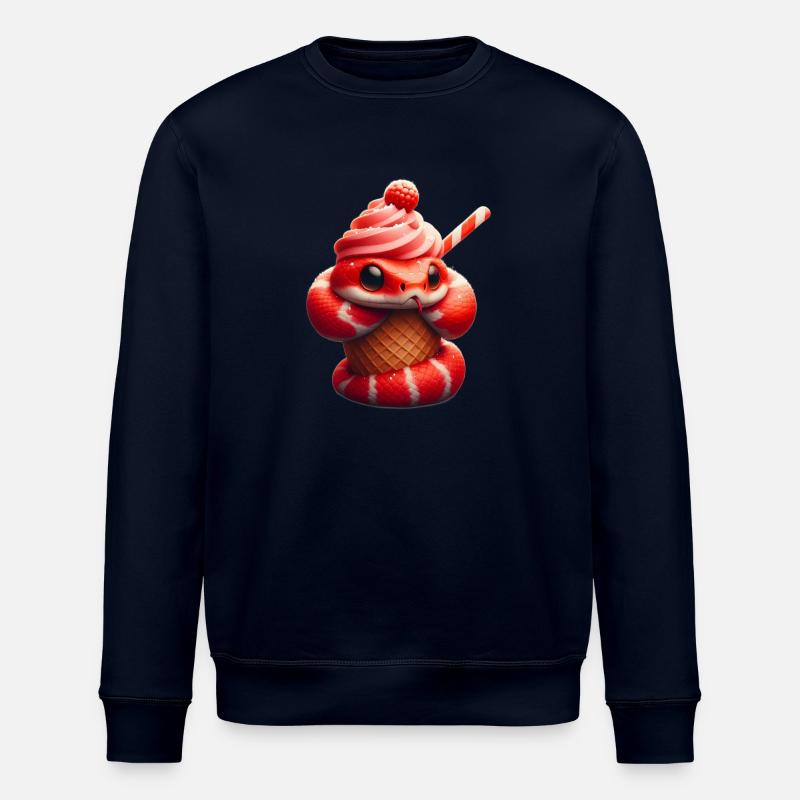 Cute Snake in Cone - Stanley/Stella ROLLER Unisex Organic Sweatshirt - navy