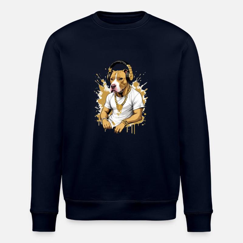 Chien bouledogue avec écouteurs - Sweat bio ROLLER Stanley/Stella Unisexe - marine
