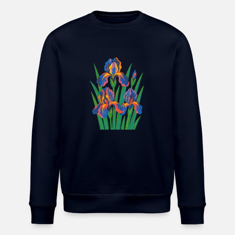 Rétro Iris Floral Bloom - Sweat bio ROLLER Stanley/Stella Unisexe - marine