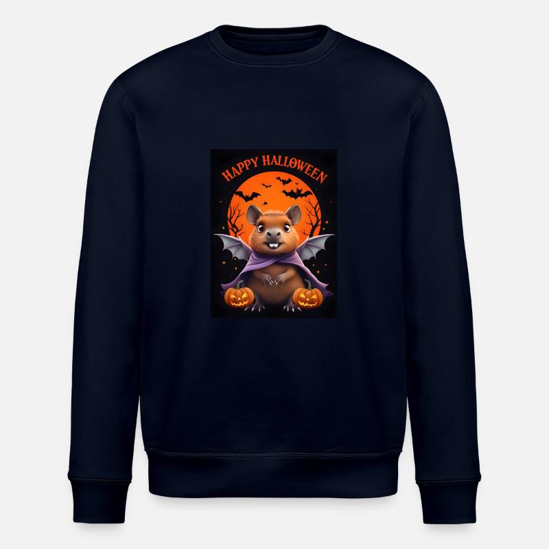 Halloween Capybara Geist Geschenkidee - Stanley/Stella Unisex Bio-Sweatshirt ROLLER - Navy