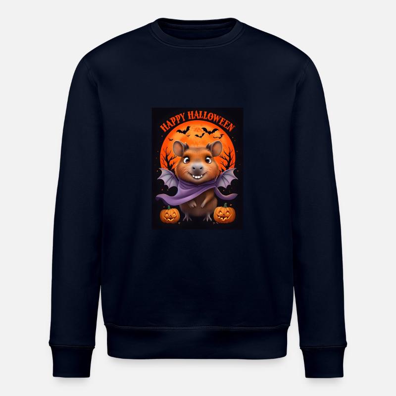 Halloween Capybara Ghost Gift Idea - Stanley/Stella ROLLER Unisex Organic Sweatshirt - navy