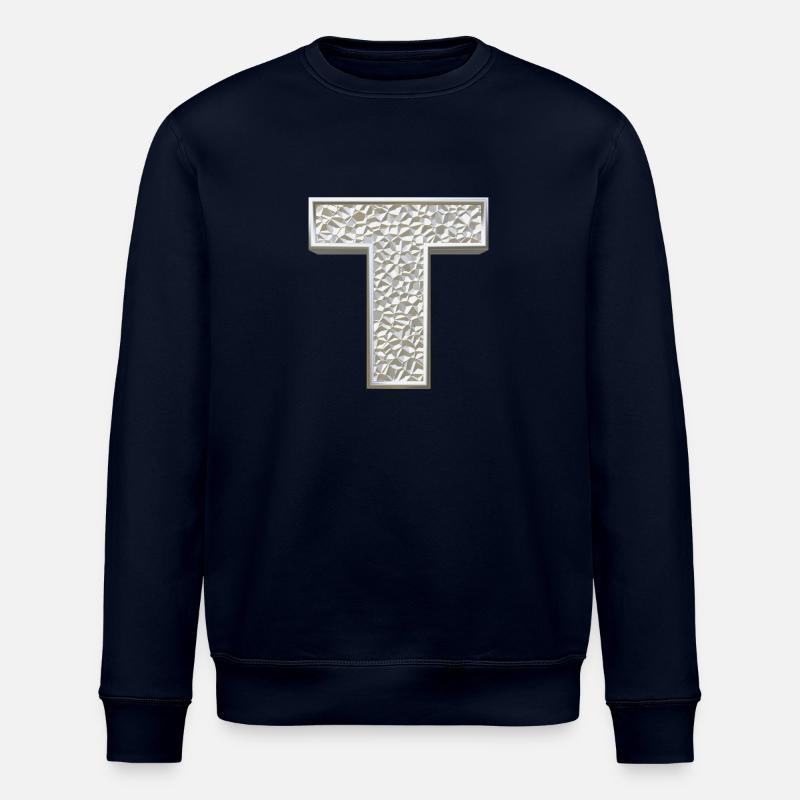 T, letter, initial, monogram, - Stanley/Stella ROLLER Unisex Organic Sweatshirt - navy