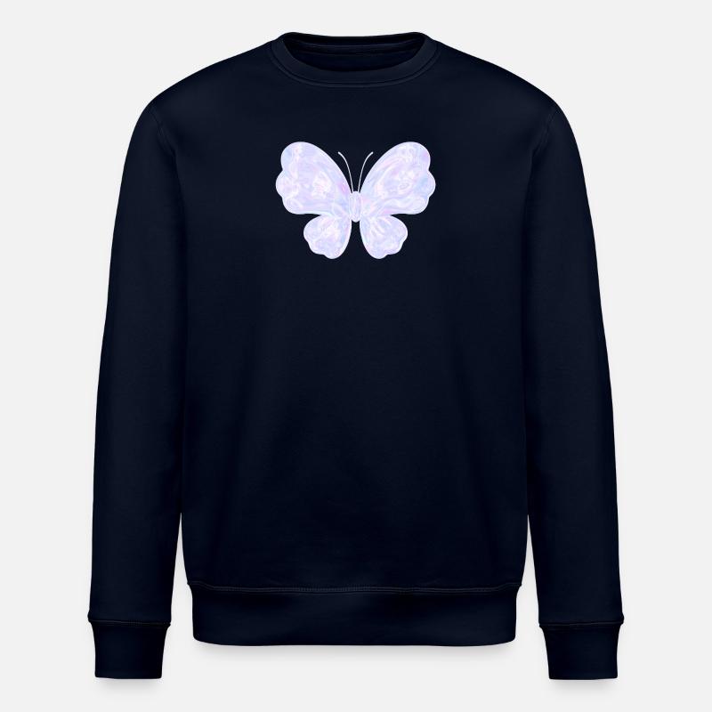 Pastel glittery butterfly - Stanley/Stella ROLLER Unisex Organic Sweatshirt - navy