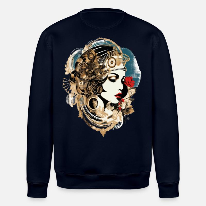 Ästhetische Frau mit Technik-Motiv - Stanley/Stella Unisex Bio-Sweatshirt ROLLER - Navy