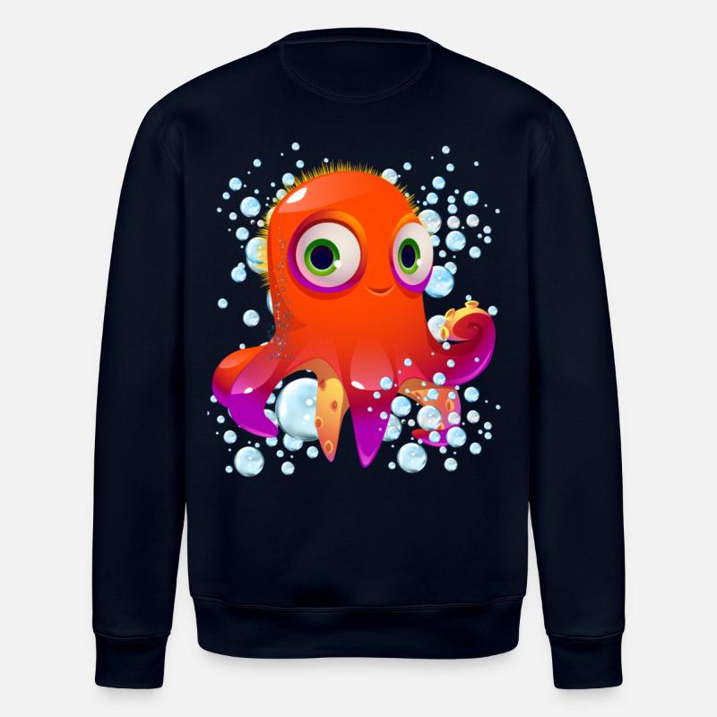 Octopus Bubbles - Stanley/Stella ROLLER Unisex Organic Sweatshirt - navy