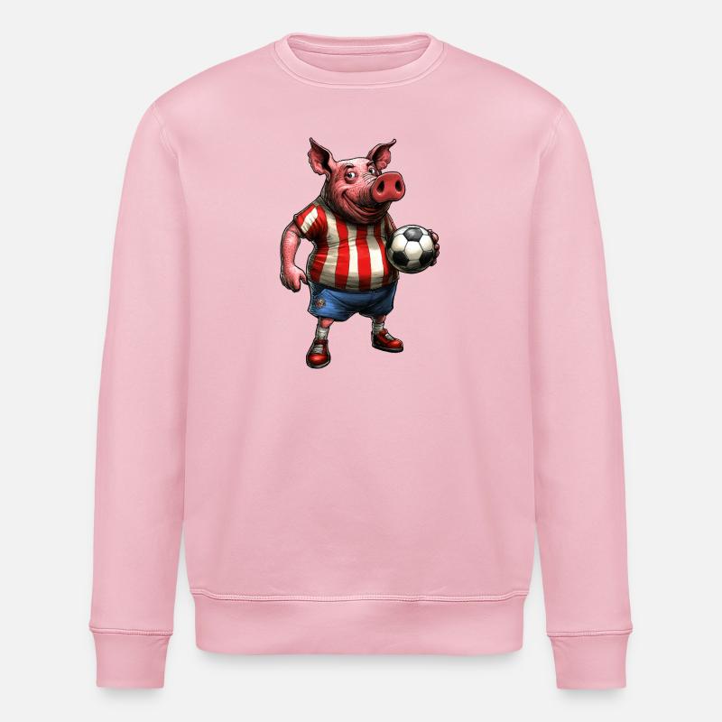 Fussball Schweinchen - Stanley/Stella Unisex Bio-Sweatshirt ROLLER - Hellrosa