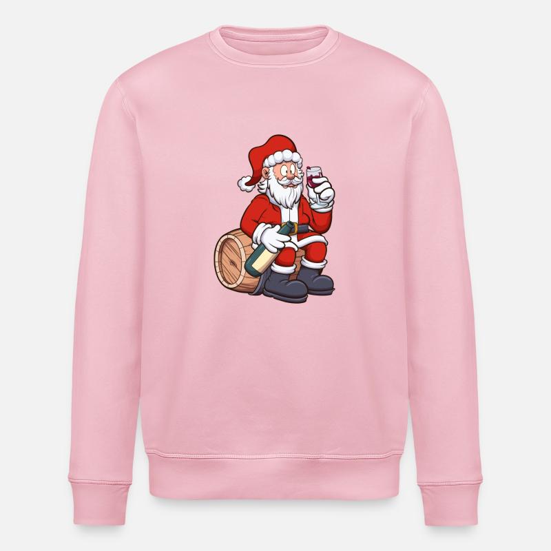 Weihnachtsmann trinkt Wein - Stanley/Stella Unisex Bio-Sweatshirt ROLLER - Hellrosa