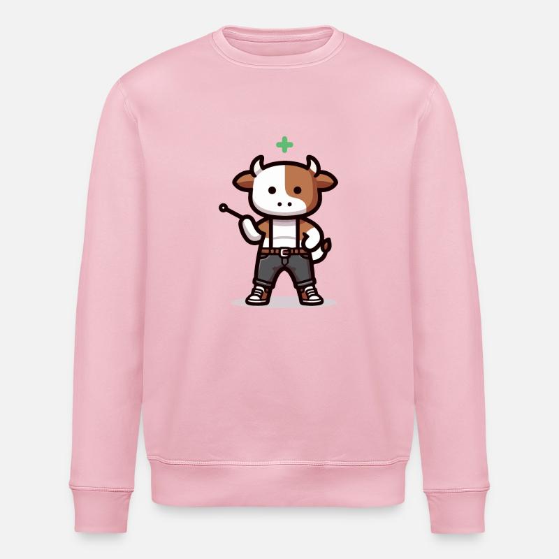 Vache avec indicateur - Sweat bio ROLLER Stanley/Stella Unisexe - rose pâle