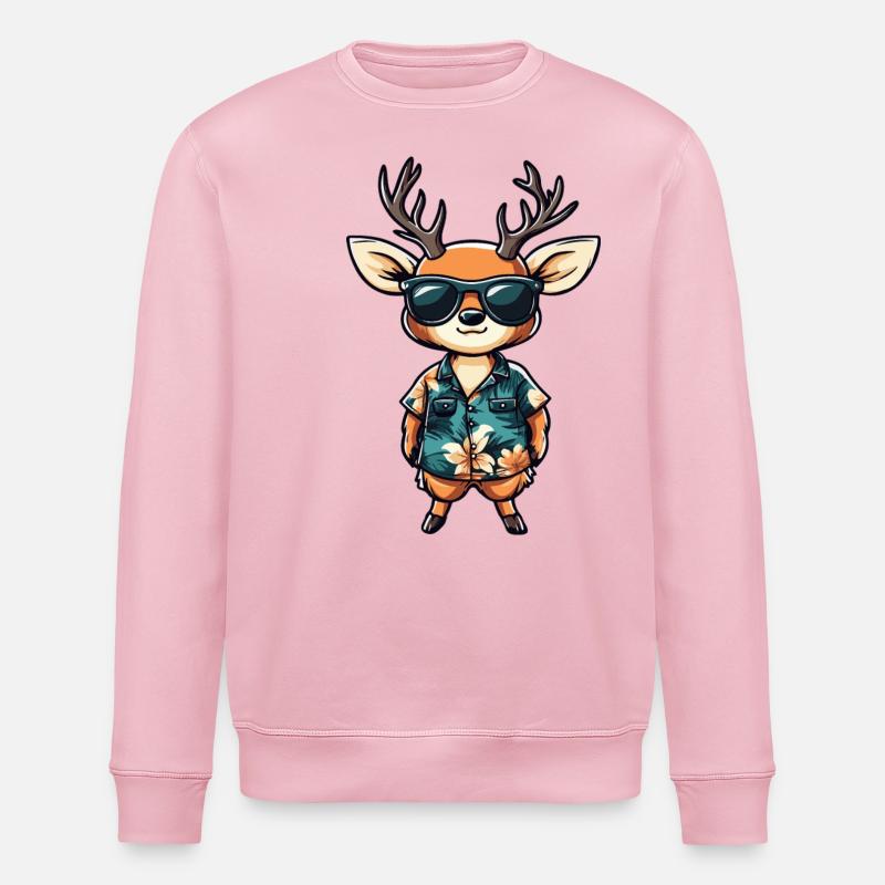 Cerf Bande dessinée Drôle d’été - Sweat bio ROLLER Stanley/Stella Unisexe - rose pâle