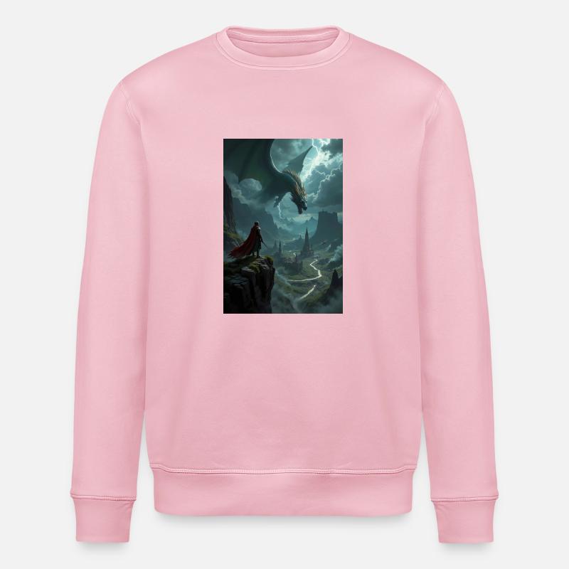 Fantasy-Gemälde, Drache. - Stanley/Stella Unisex Bio-Sweatshirt ROLLER - Hellrosa