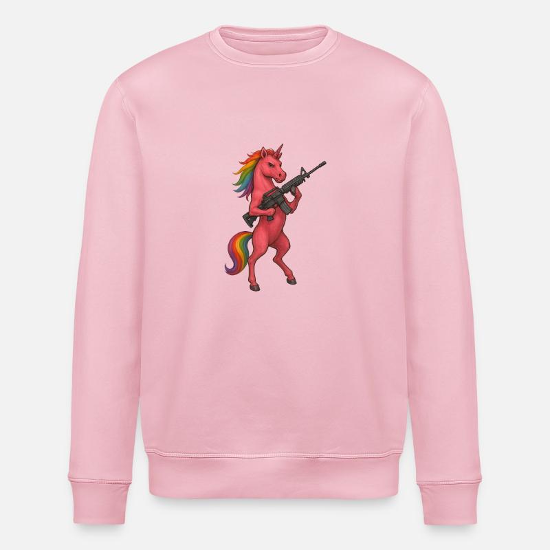 Bewaffnetes Einhorn - Stanley/Stella Unisex Bio-Sweatshirt ROLLER - Hellrosa