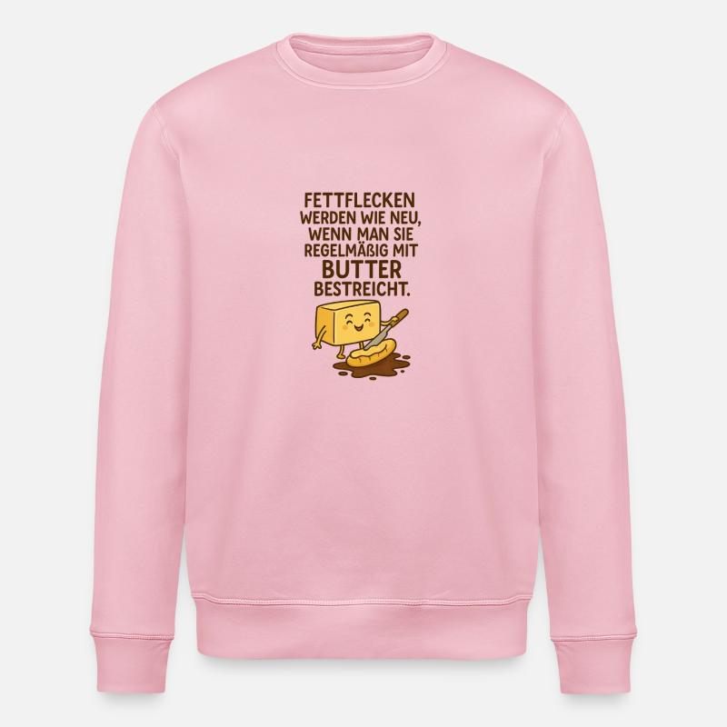 Fettflecken Butter Spruch - Stanley/Stella Unisex Bio-Sweatshirt ROLLER - Hellrosa