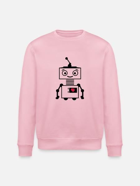 roboter_herz_2 - Stanley/Stella Unisex Bio-Sweatshirt ROLLER - Hellrosa
