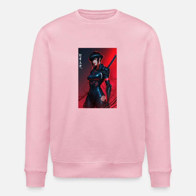 Samouraï cyberpunk câblé rouge avec Katana - Sweat bio ROLLER Stanley/Stella Unisexe - rose pâle