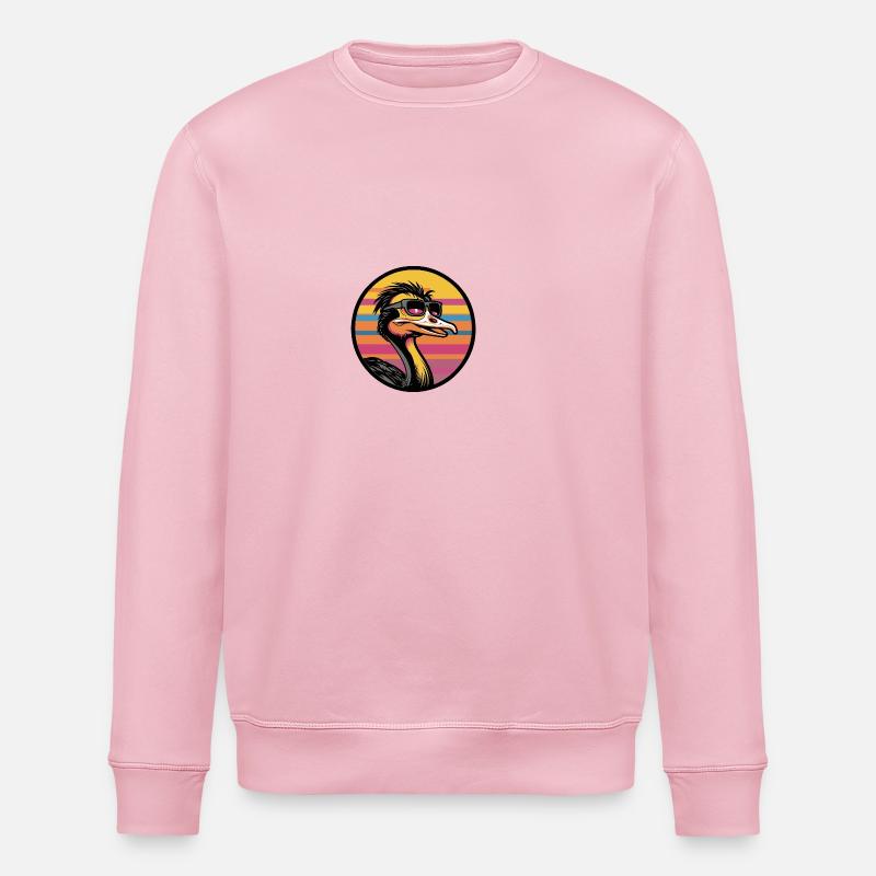 Ostrich Comic Cool Summer - Stanley/Stella ROLLER Unisex Organic Sweatshirt - cotton pink