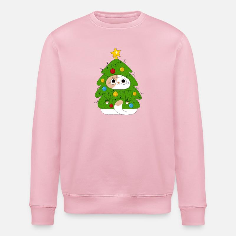 Chat et sapin de Noël - Sweat bio ROLLER Stanley/Stella Unisexe - rose pâle