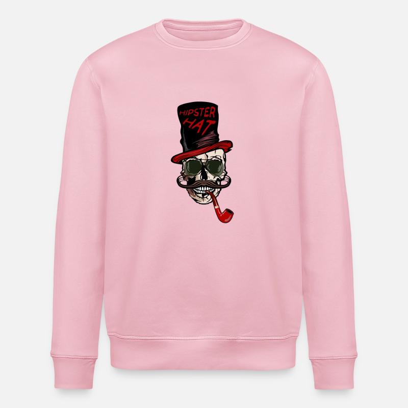 Kopf des Todeshippie-Hutschnurrbart-Kranzitats - Stanley/Stella Unisex Bio-Sweatshirt ROLLER - Hellrosa