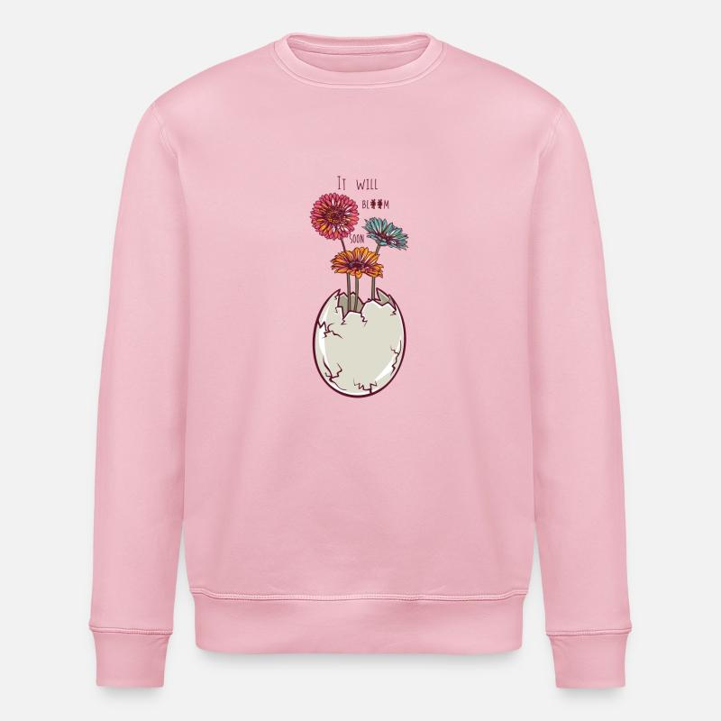 Blooming egg - eggshell - flowers - Stanley/Stella ROLLER Unisex Organic Sweatshirt - cotton pink