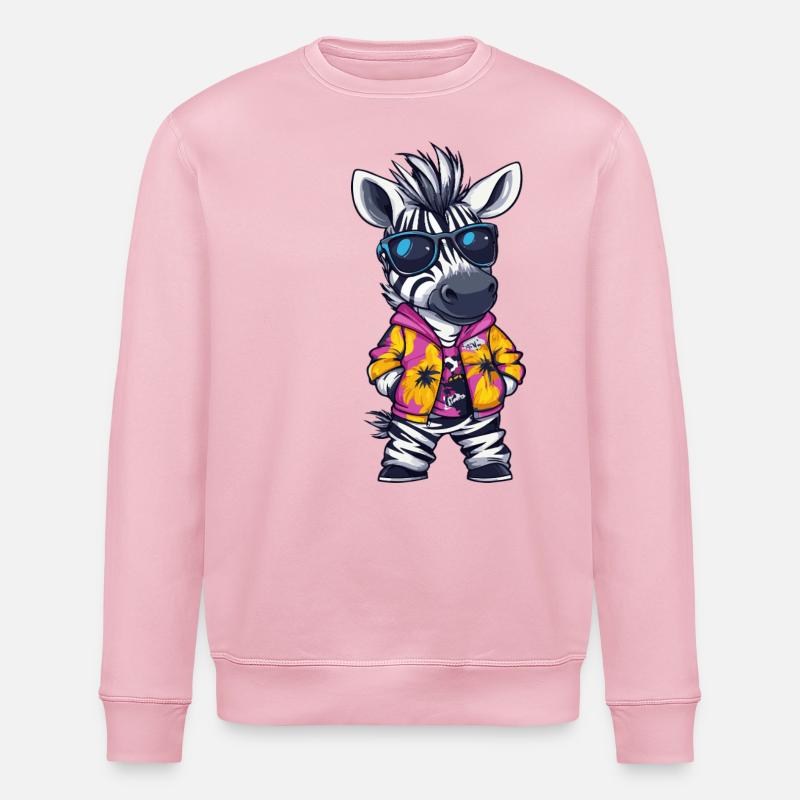 Zebra Comic Funny Summer - Stanley/Stella ROLLER Unisex Organic Sweatshirt - cotton pink